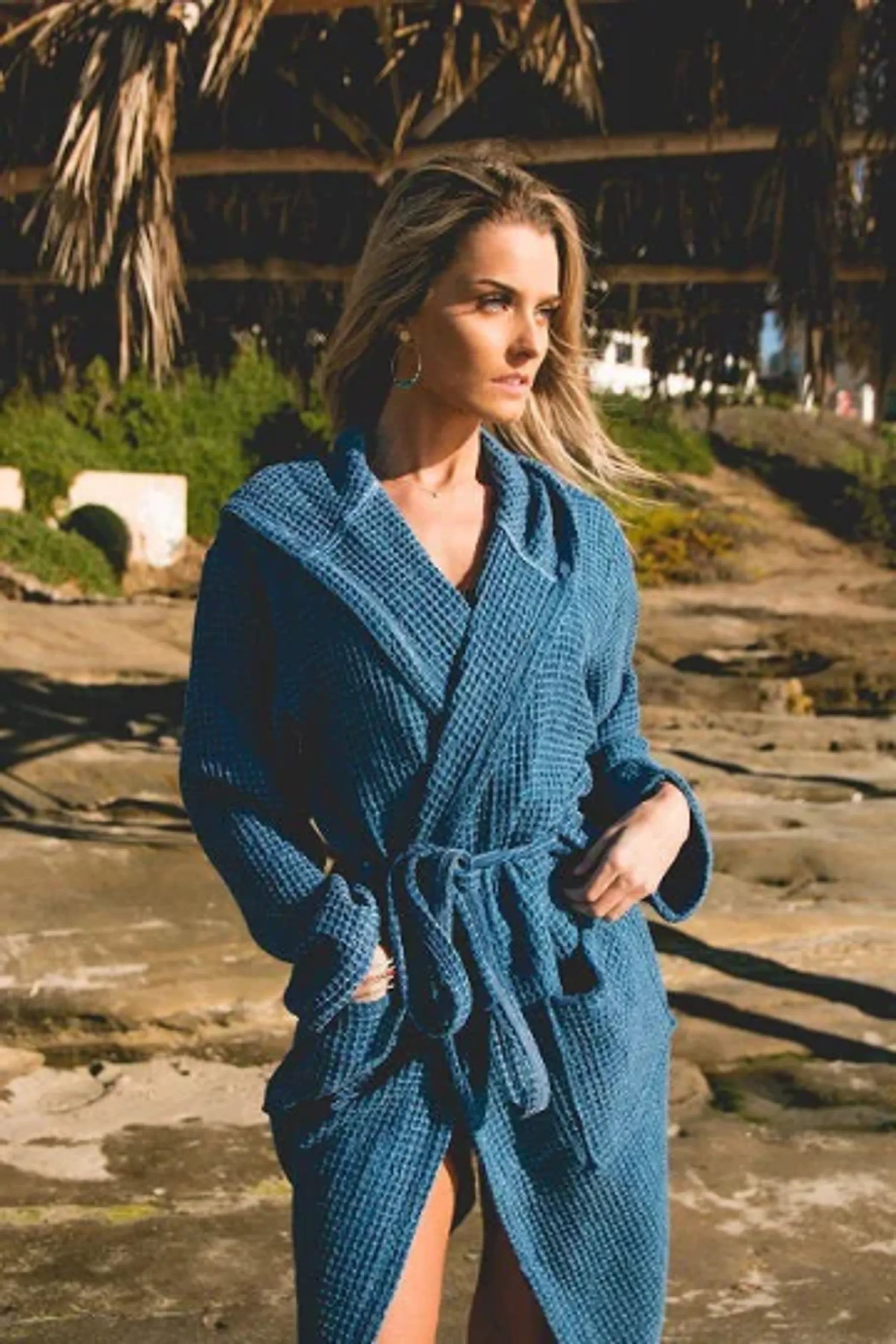 Waffle Stone Washed Bathrobe - Pack Of: 1 | Style: Waffle stone washed