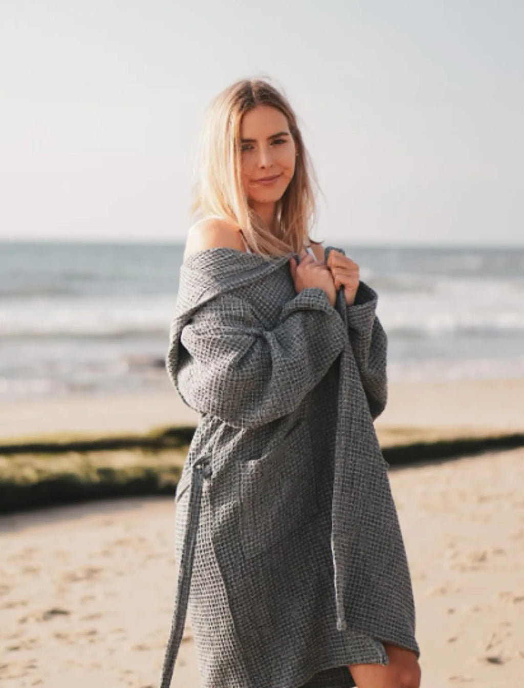 Waffle Stone Washed Bathrobe - Pack Of: 1 | Style: Waffle stone washed