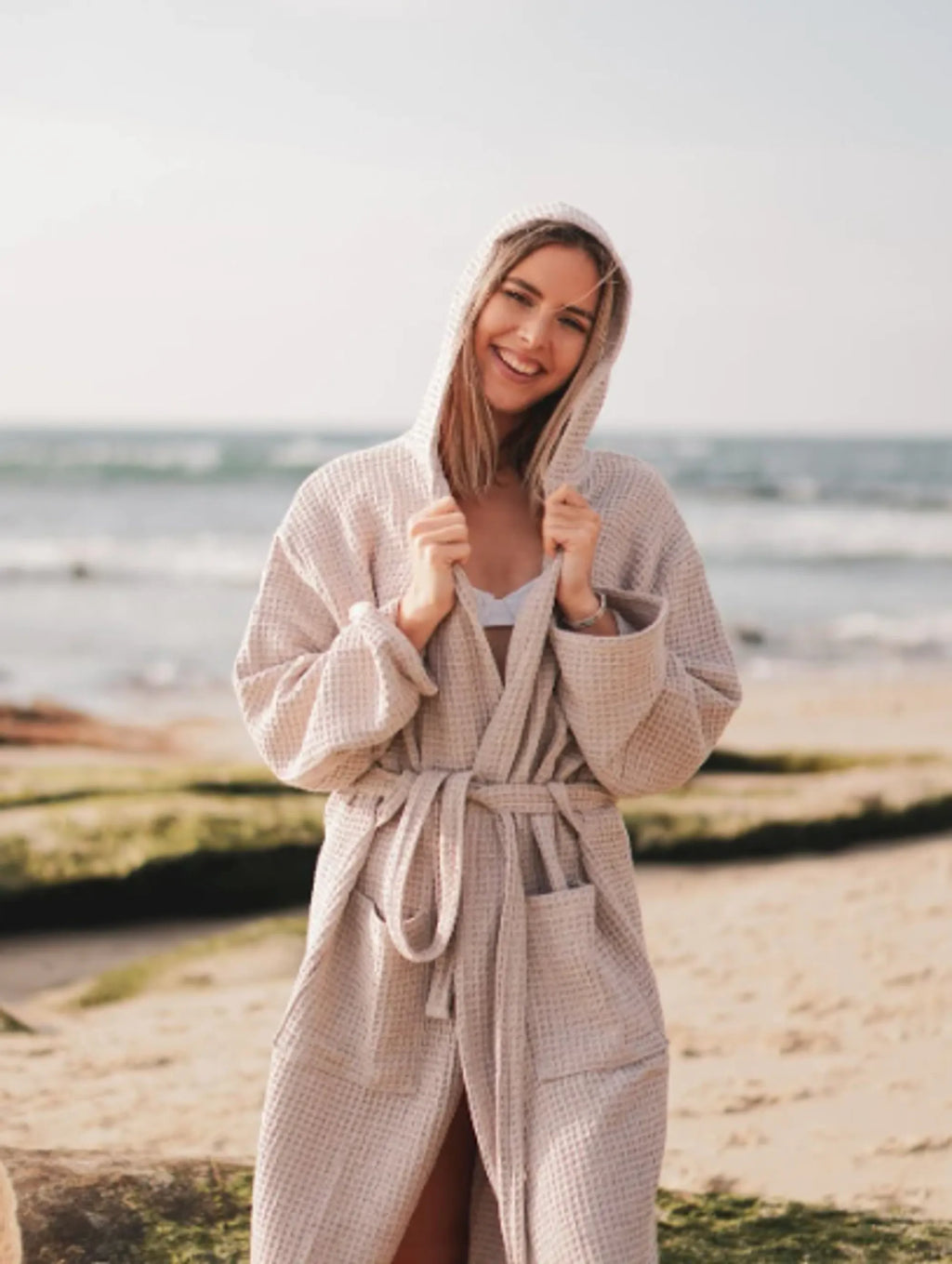 Waffle Stone Washed Bathrobe - Pack Of: 1 | Style: Waffle stone washed